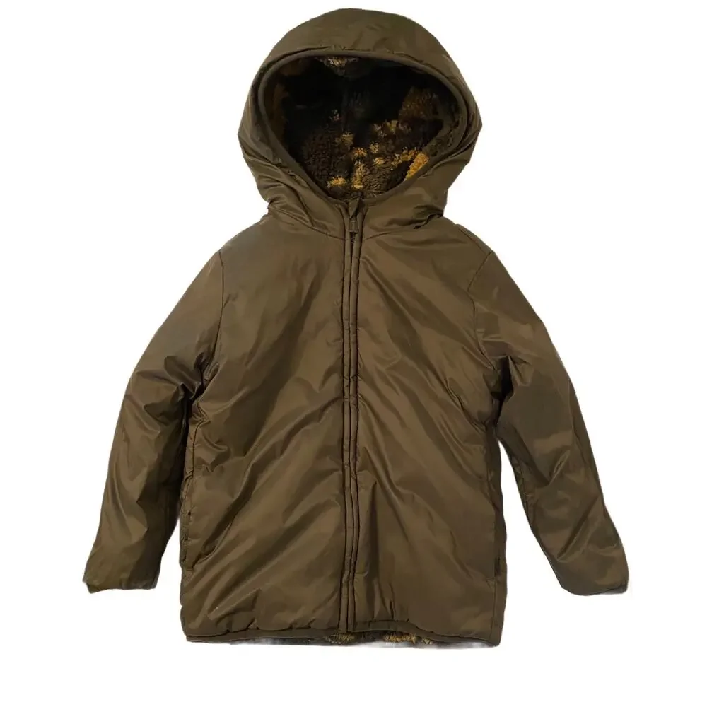Reversable Sherpa Lined Hooded Zip Jacket Boy Size 4T